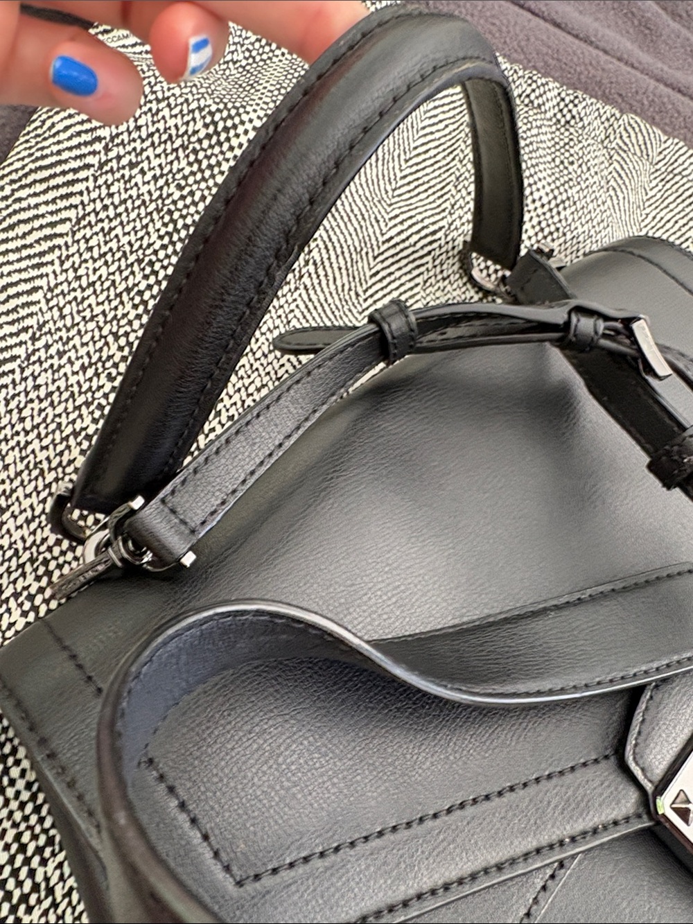 Michael Kors Black Leather Satchel with Silver-Tone Lock - Picture 7 of 7